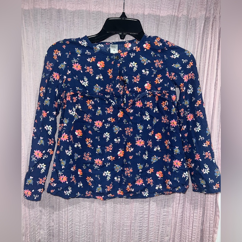 Carter's Blue Ruffled Blouse with Peter Pan Collar